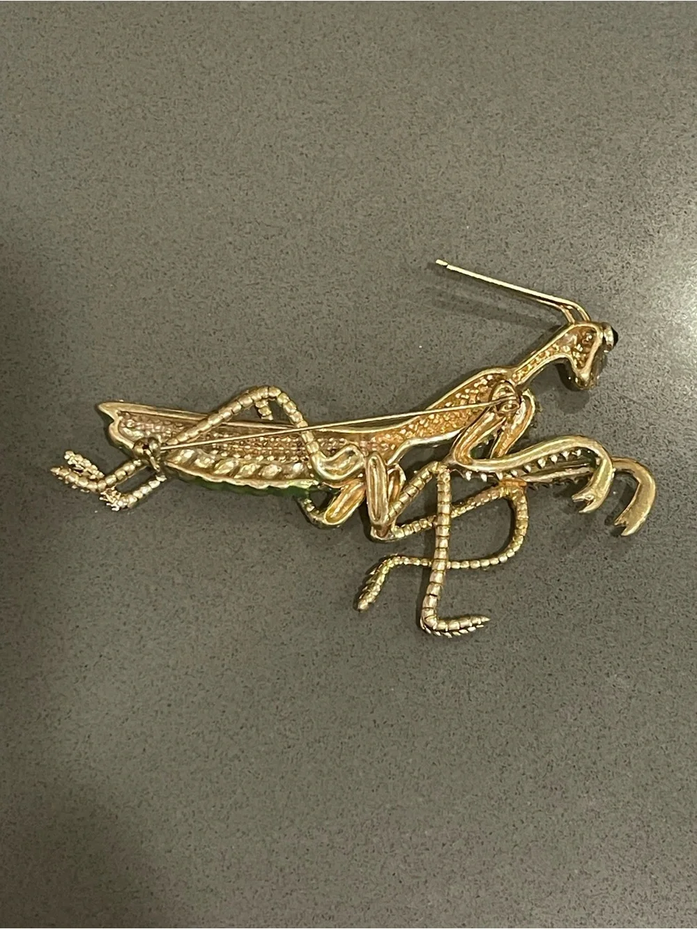 Green Crystal Mantis Brooch
